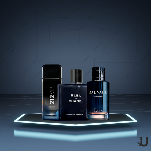 Compre 2 Gana 3 - Kit de 3 Perfumes Importados - 212 VIP Black + Bleu de Chanel + Sauvage Dior - 100 ML